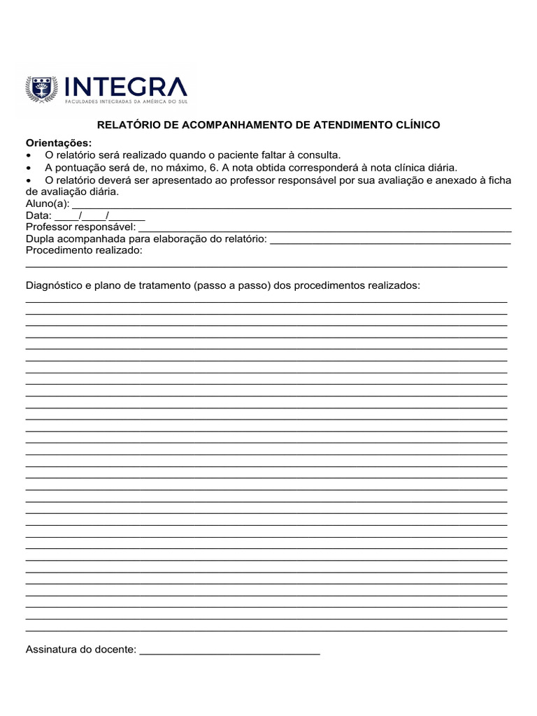 Relatório de Atendimento Clínico e Avaliação | PDF | Especialidades ...