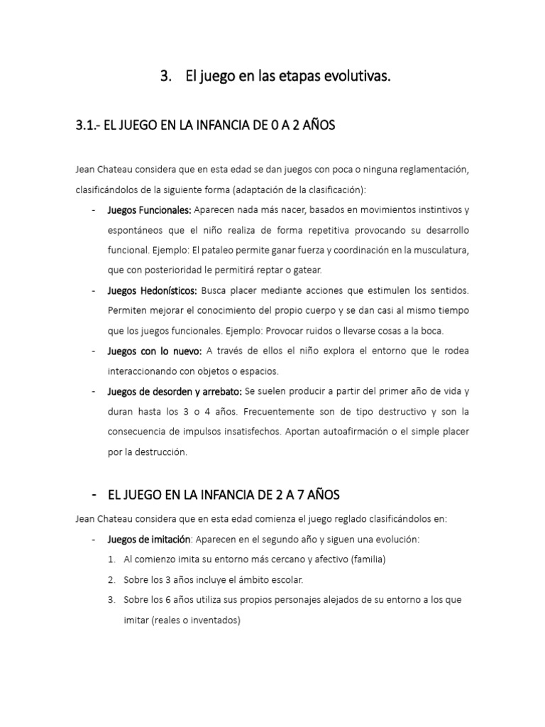 Etapas del Juego en la Infancia y Adolescencia | PDF | Adultos ...