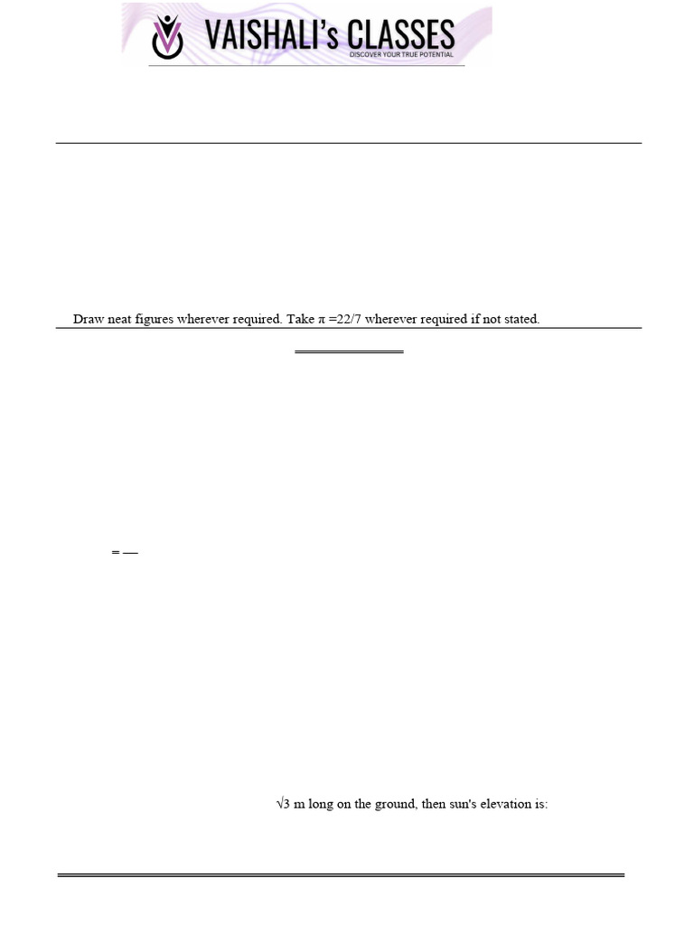 Maths Class X Sample Paper Test 06 For Board Exam 2025 QP | PDF ...