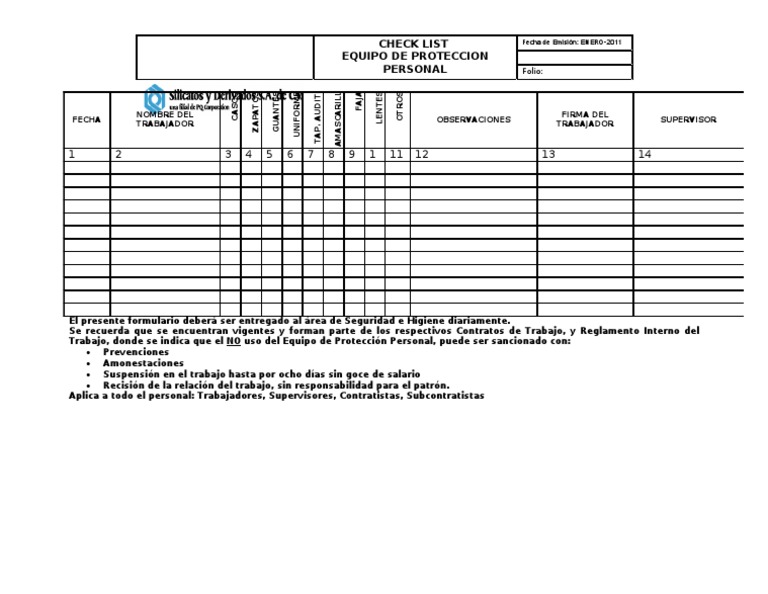 Check List Epp | PDF