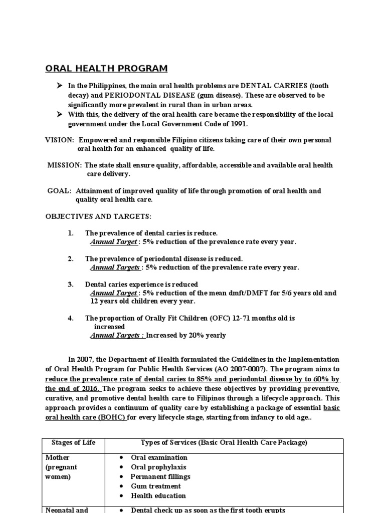 Oral Health Program PDF Human Tooth Tooth Enamel
