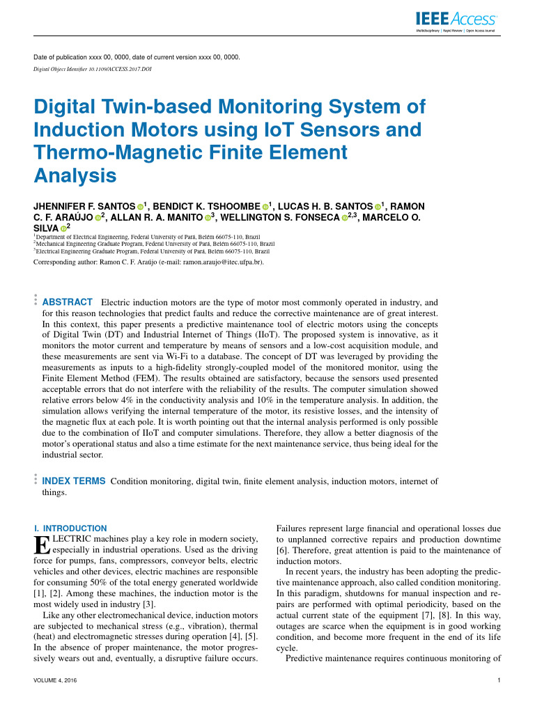 Digital Twin IoT System for Motor Monitoring | PDF | Electric Motor ...