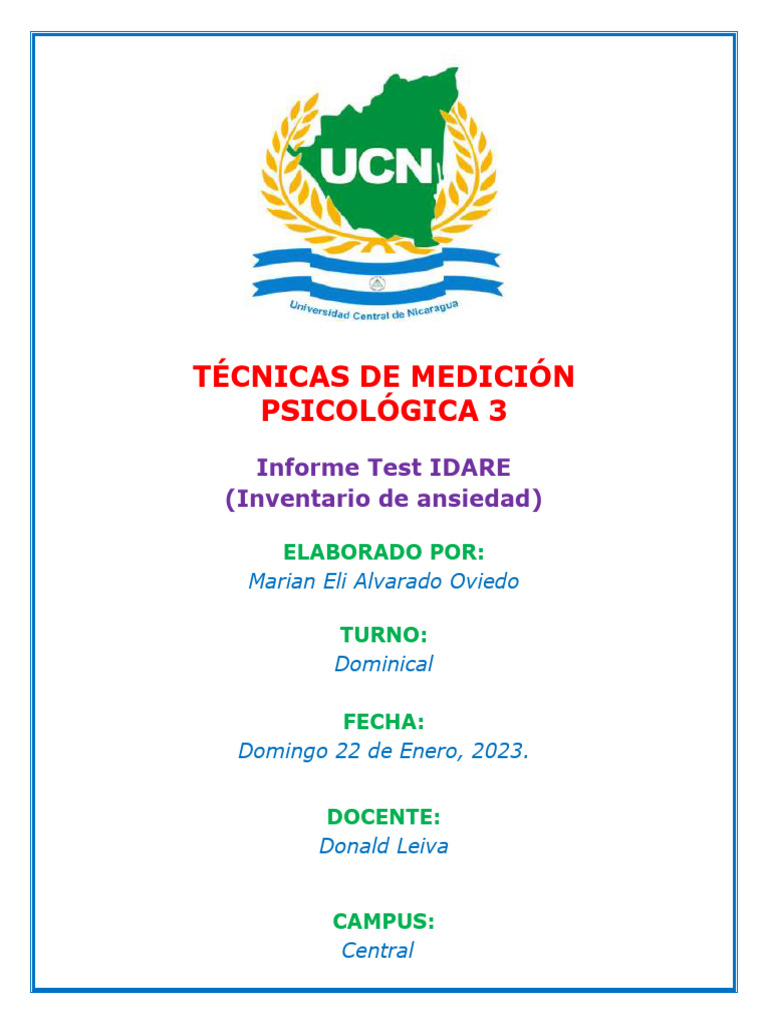Informe de Resultados del Test IDARE | PDF