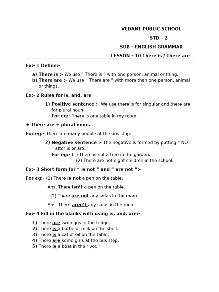 English Grammar: There is/There are | PDF