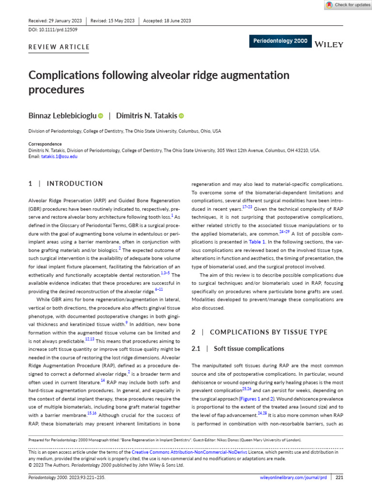 Alveolar Ridge Augmentation Complications | PDF | Dental Implant | Surgery