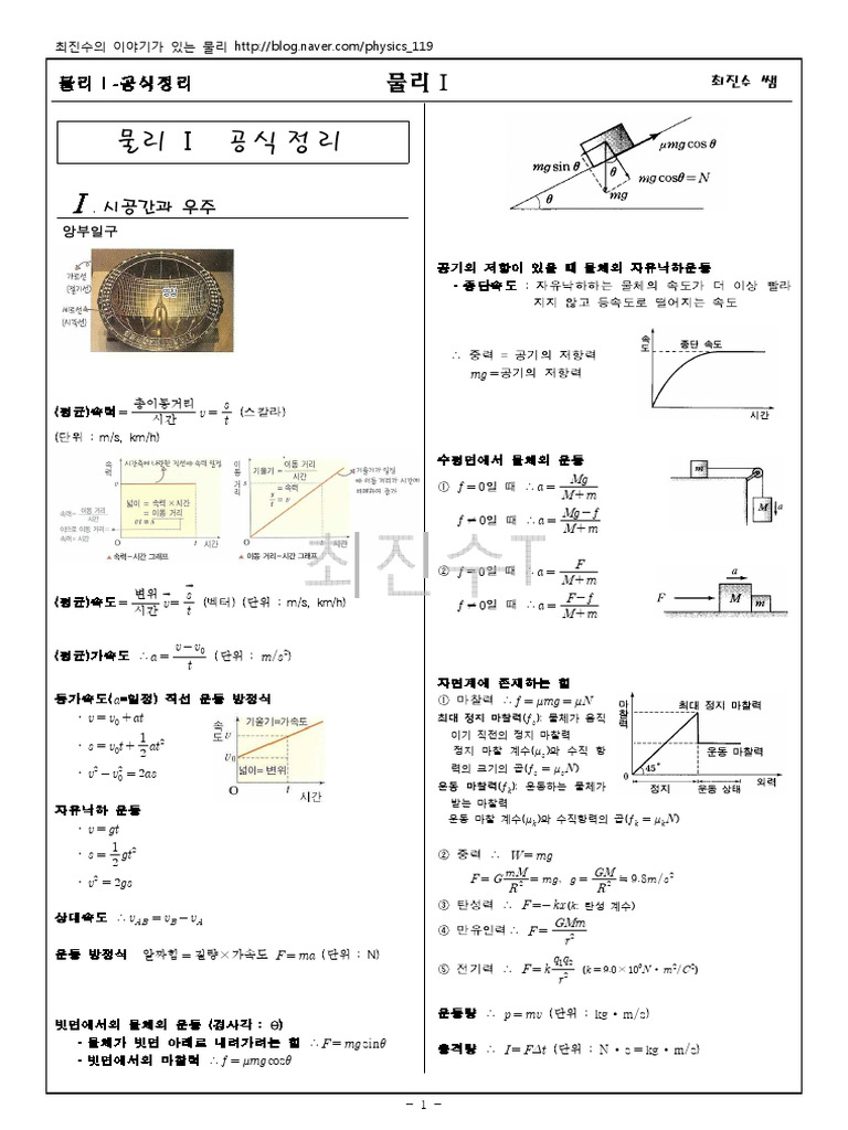 물리1 공식집 | PDF