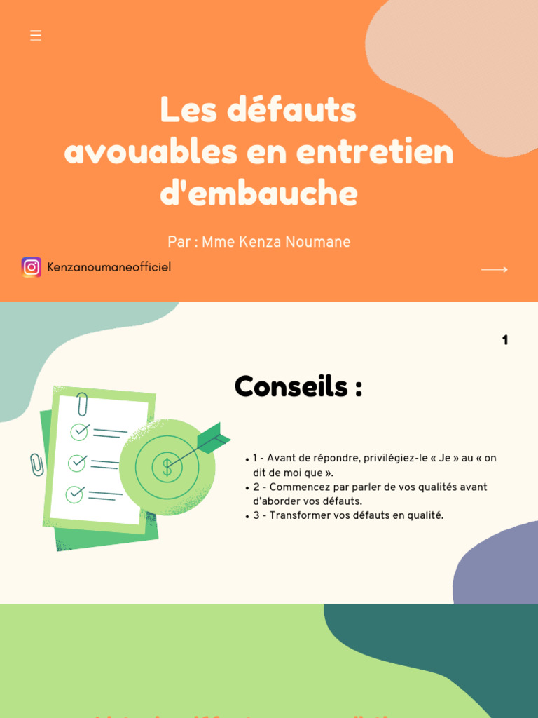 Défauts à évoquer en entretien | PDF
