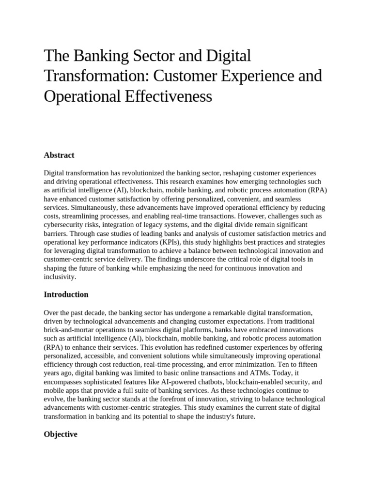 Digital Transformation in Banking Sector | PDF | Security | Computer ...