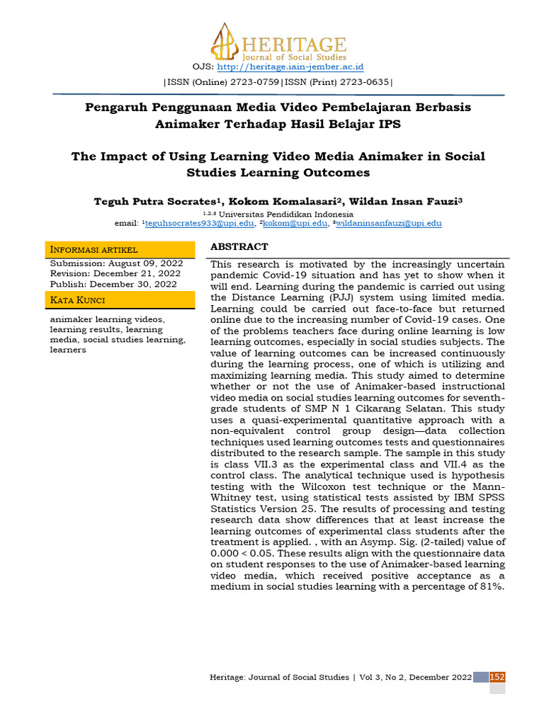 Depict, The Impact of Using Learning Video Media Animaker in Social ...