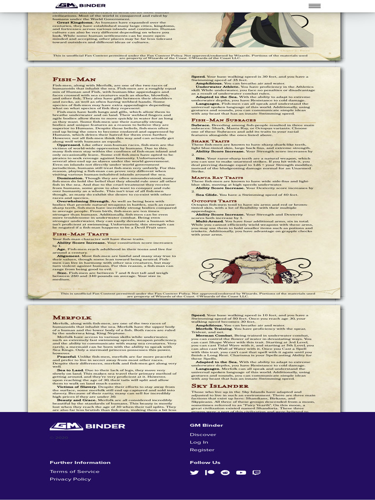 Fish-Man and Merfolk Races Guide | PDF | Mermaid | Sharks