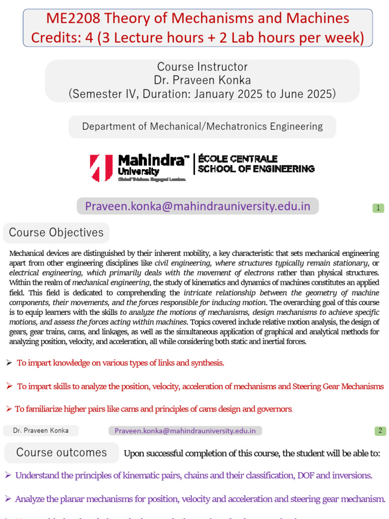 Theory of Mechanisms and Machines Course | PDF | Machines | Engineering