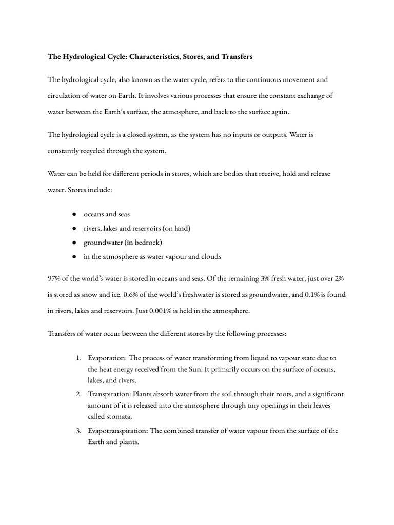 Understanding the Hydrological Cycle | PDF | River | Erosion