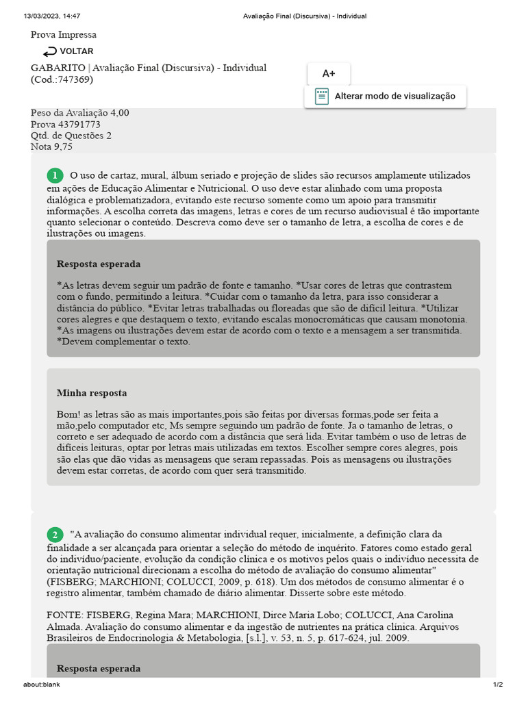 Avaliação Final (Discursiva) - Individual | PDF | Imagem