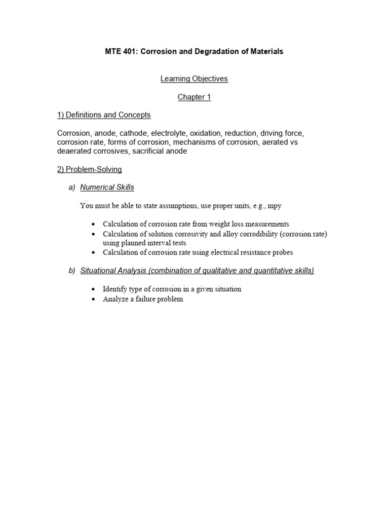 MTE 401: Corrosion Concepts and Solutions | PDF | Corrosion ...