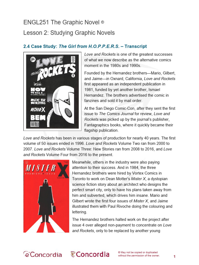 ENGL251 L2 4 CaseStudy TheGirlfromHOPPERS Transcript | PDF | Comics