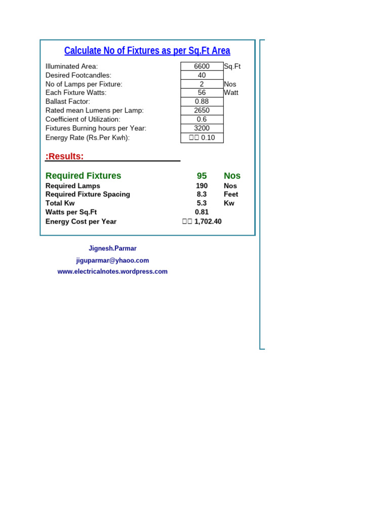 Fixture Calculation for Indoor Lighting | PDF | Lighting ...