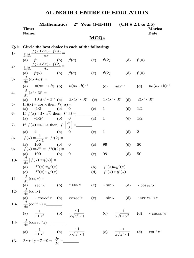 Maths 2nd Year (12-10-2011) | PDF | Mathematics