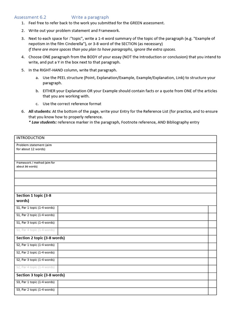 Assessment 6.2: Essay Structure Guide | PDF