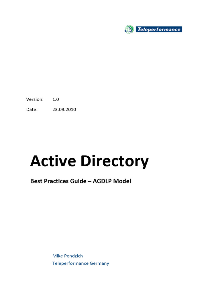 AGDLP Model for Active Directory Access | PDF | System Software | Computing
