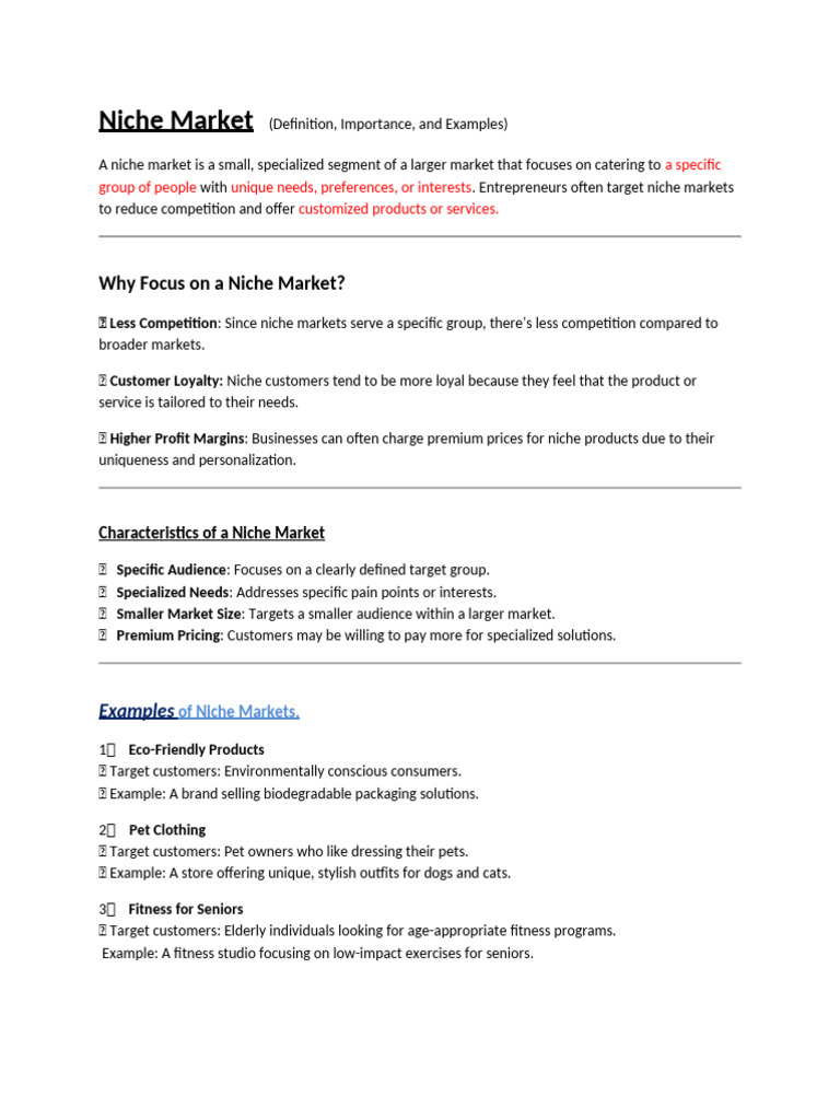 Niche Market | PDF