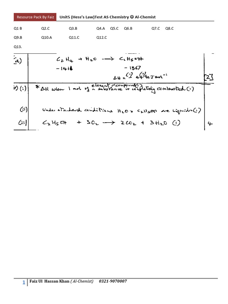 Unit 5 Hess Law MS | PDF
