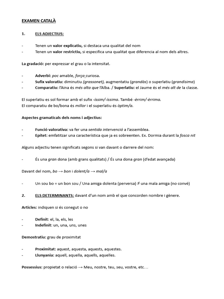 Examen Català Gramàtica | PDF