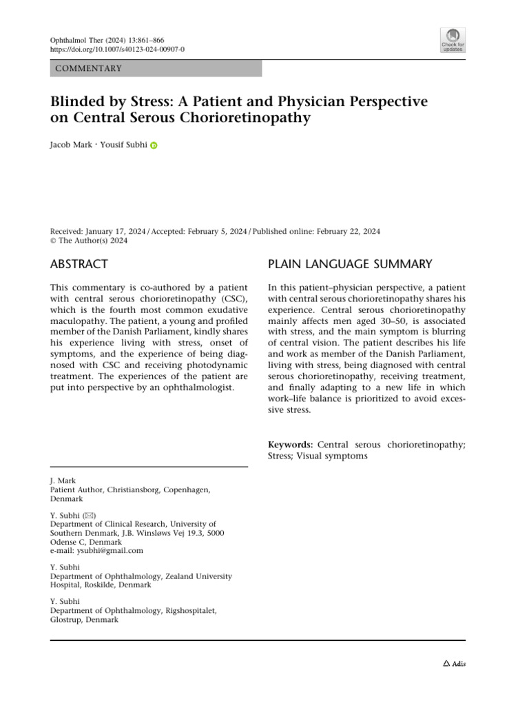 Patient Insights on Central Serous Chorioretinopathy | PDF | Human Eye ...