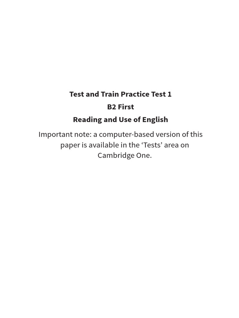 B2 First Reading Practice Test 1 | PDF