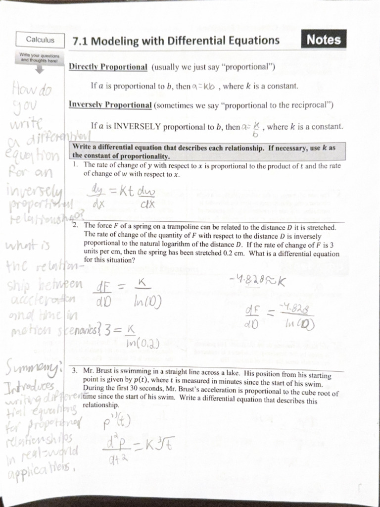 AP Calculus 7.1 | PDF