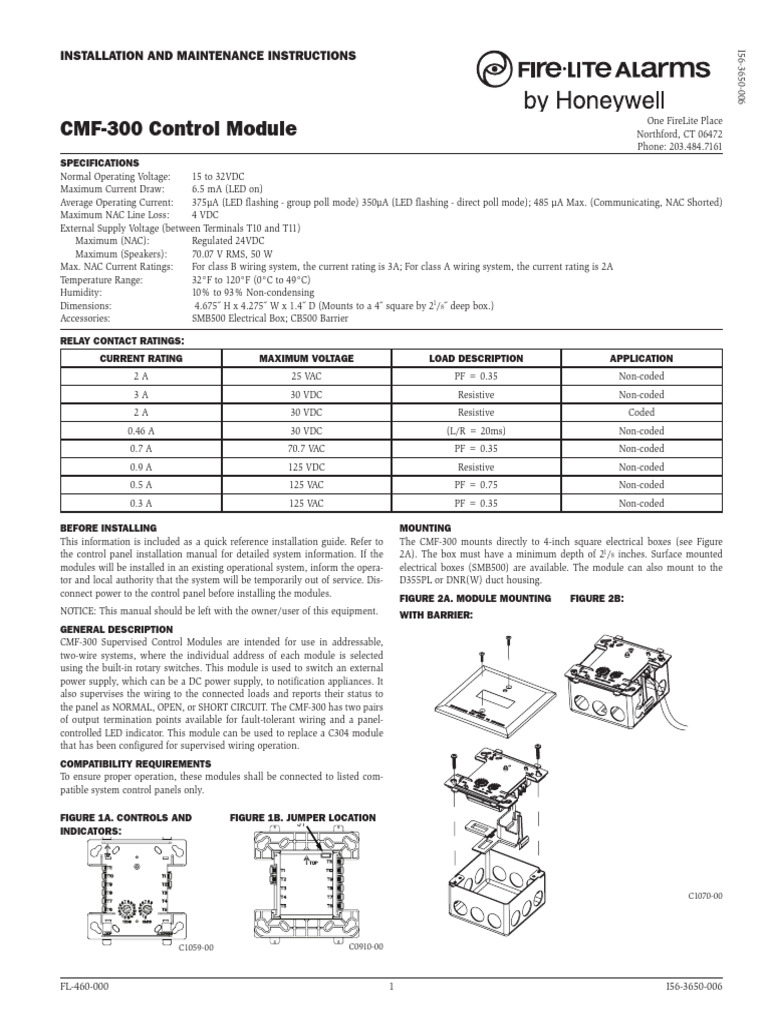 CMF-300 Control Module Installation Guide | PDF | Relay | Electrical Wiring