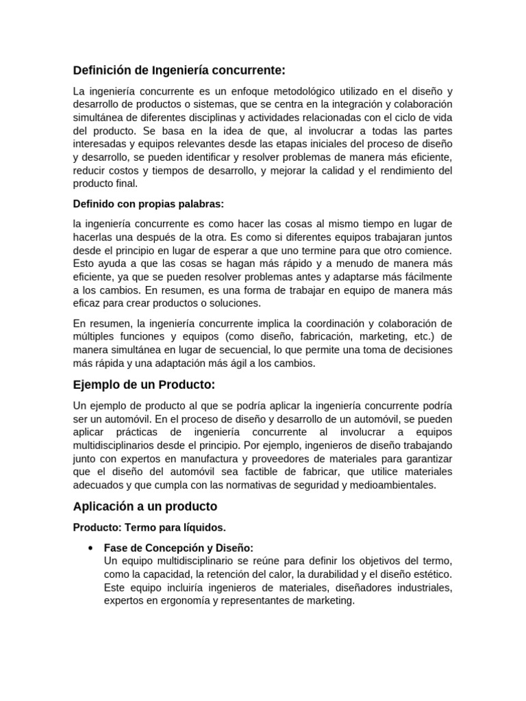 Ingeniería Concurrente en Desarrollo de Productos | PDF | Diseño ...