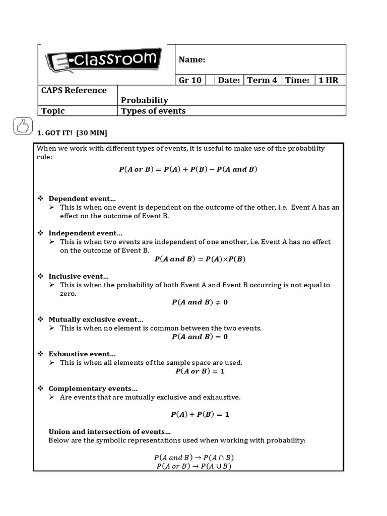 Types of Events in Probability | PDF | Probability | Probability Theory