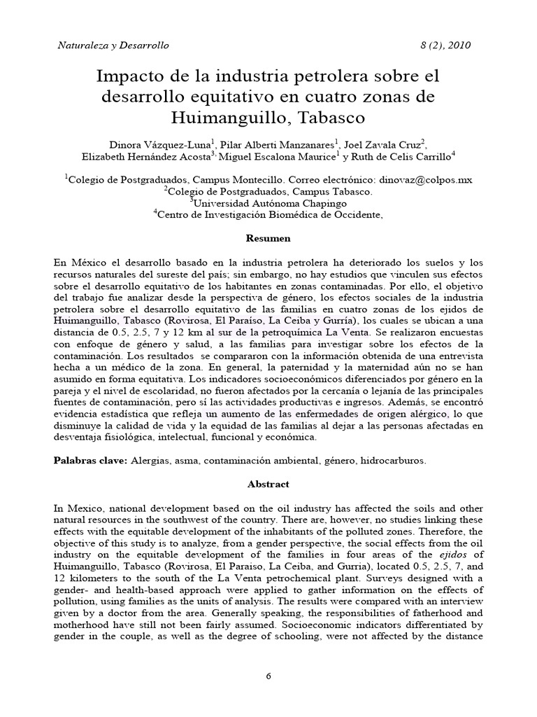 Impacto de la Industria Petrolera en Huimanguillo | PDF | Asma | Alergia