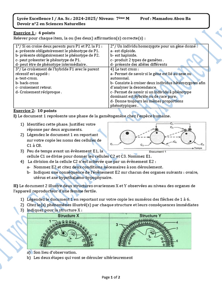Devoir N 2 7 C LE | PDF | Hybride (Biologie) | la reproduction