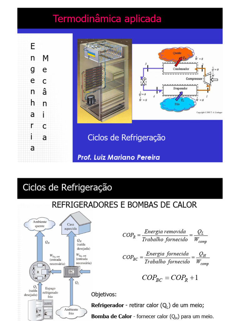 Ciclos de Refrigeração e Termodinâmica | PDF | Refrigeração | Ciências ...