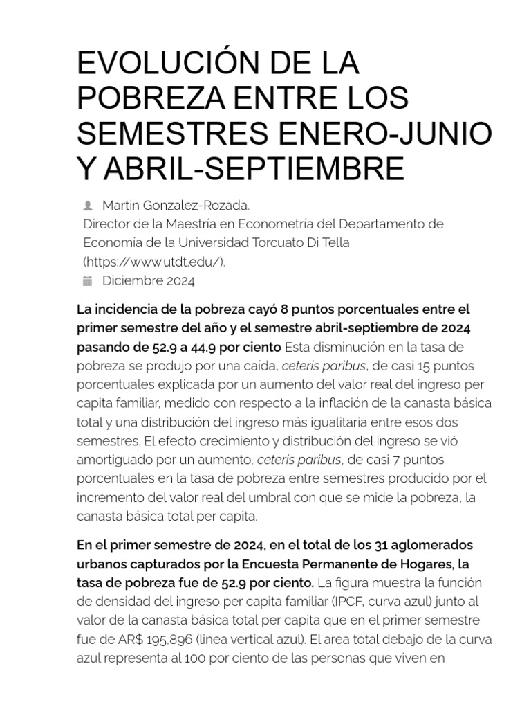 Evolución de La Pobreza Entre Los Semestres Enero-Junio y Abril ...