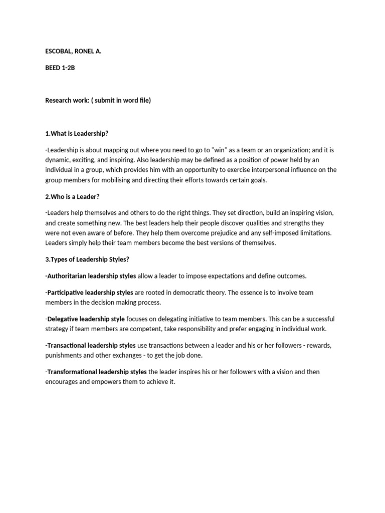 Understanding Leadership and Styles | PDF