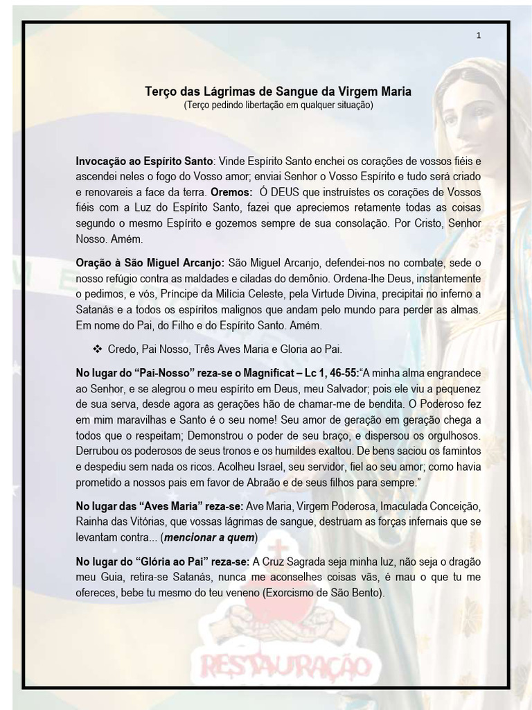 Terço Das Lágrimas CCR | PDF | Maria, mãe de Jesus | Rosário