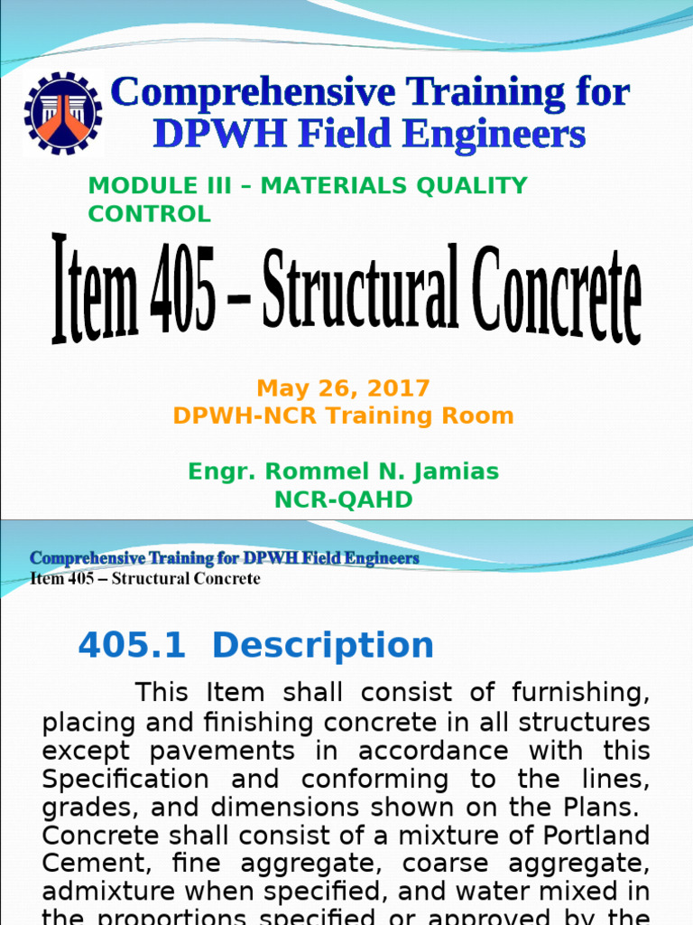 Item 405: Structural Concrete Standards | PDF | Concrete | Cement