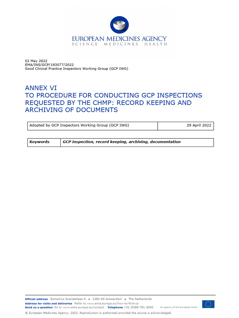 GCP Inspection Record Keeping Guidelines | PDF | Records Management ...