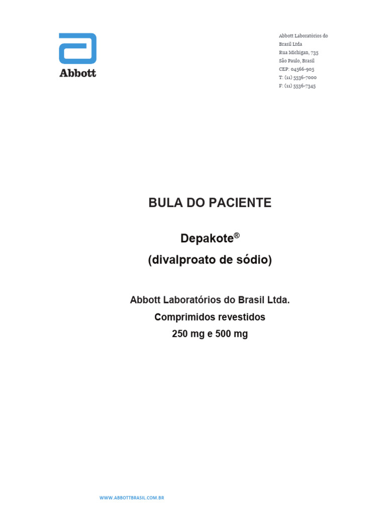 Bula Depakote Er 250mg 30 Comprimidos Undefined 21913 | PDF | Gravidez ...