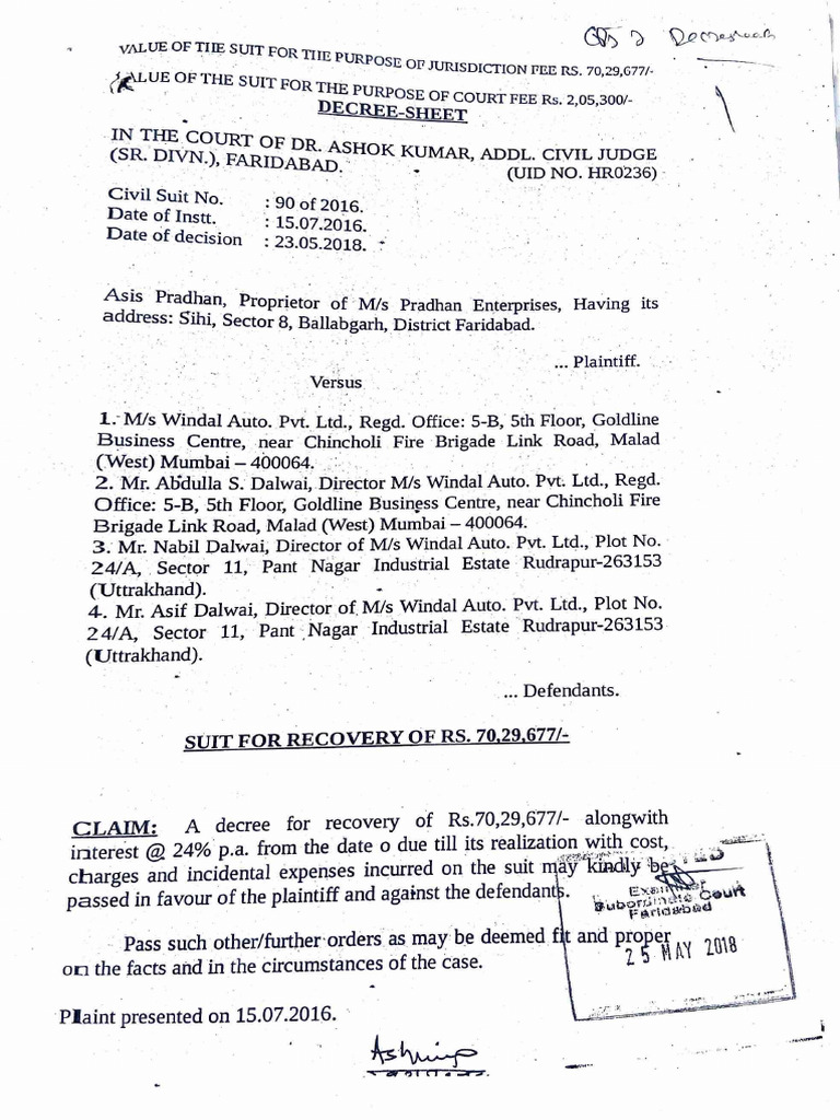 Decree-Sheet Windals | PDF