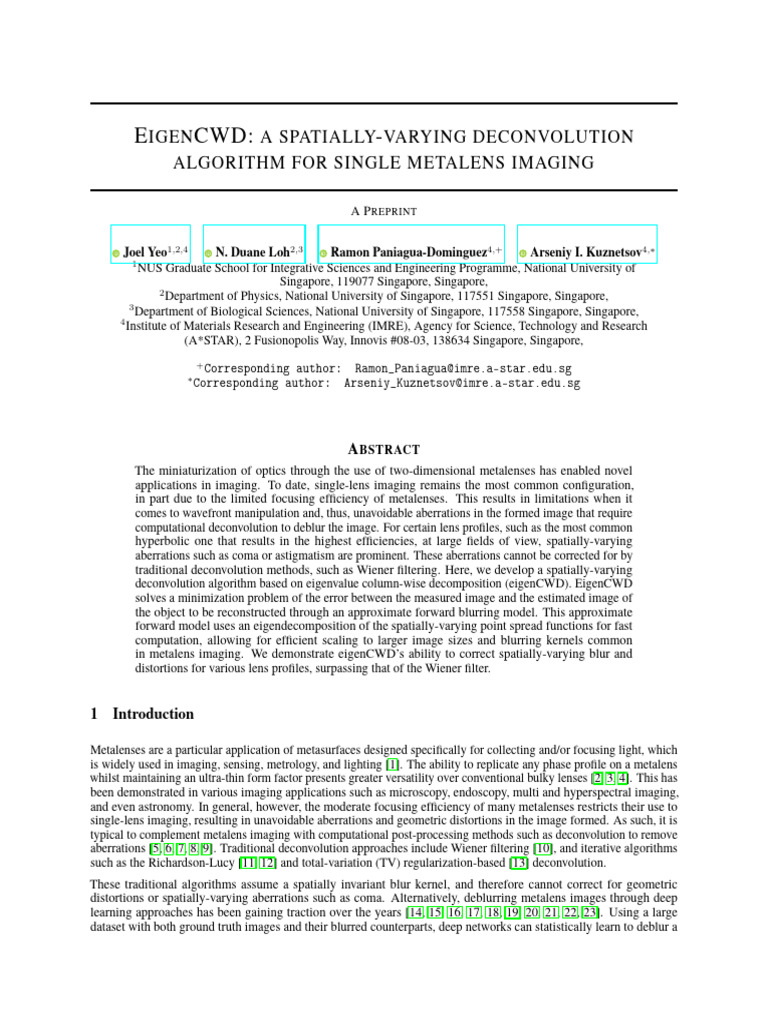 Eigencwd: A Spatially-Varying Deconvolution Algorithm For Single ...