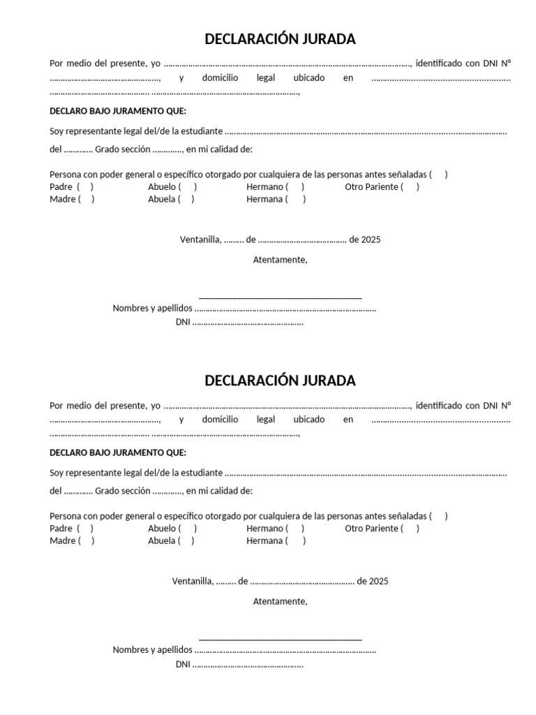 Declaración Jurada Apoderado | PDF