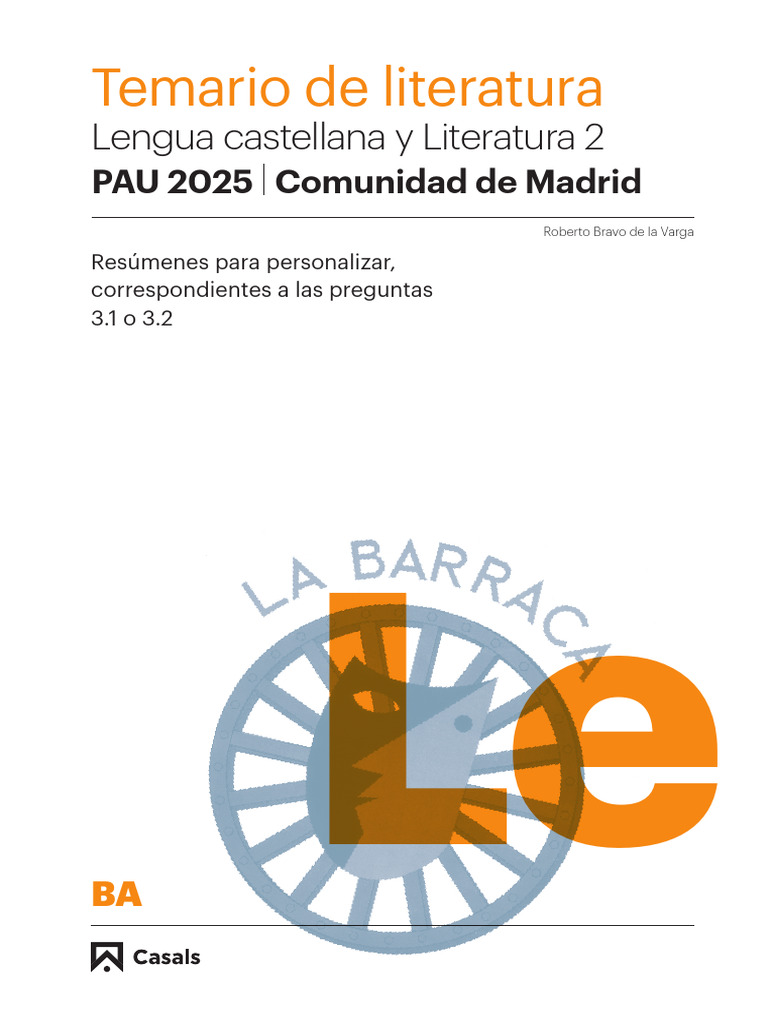 Temario Literatura PAU 2025 Madrid | PDF | Realismo literario | Poesía