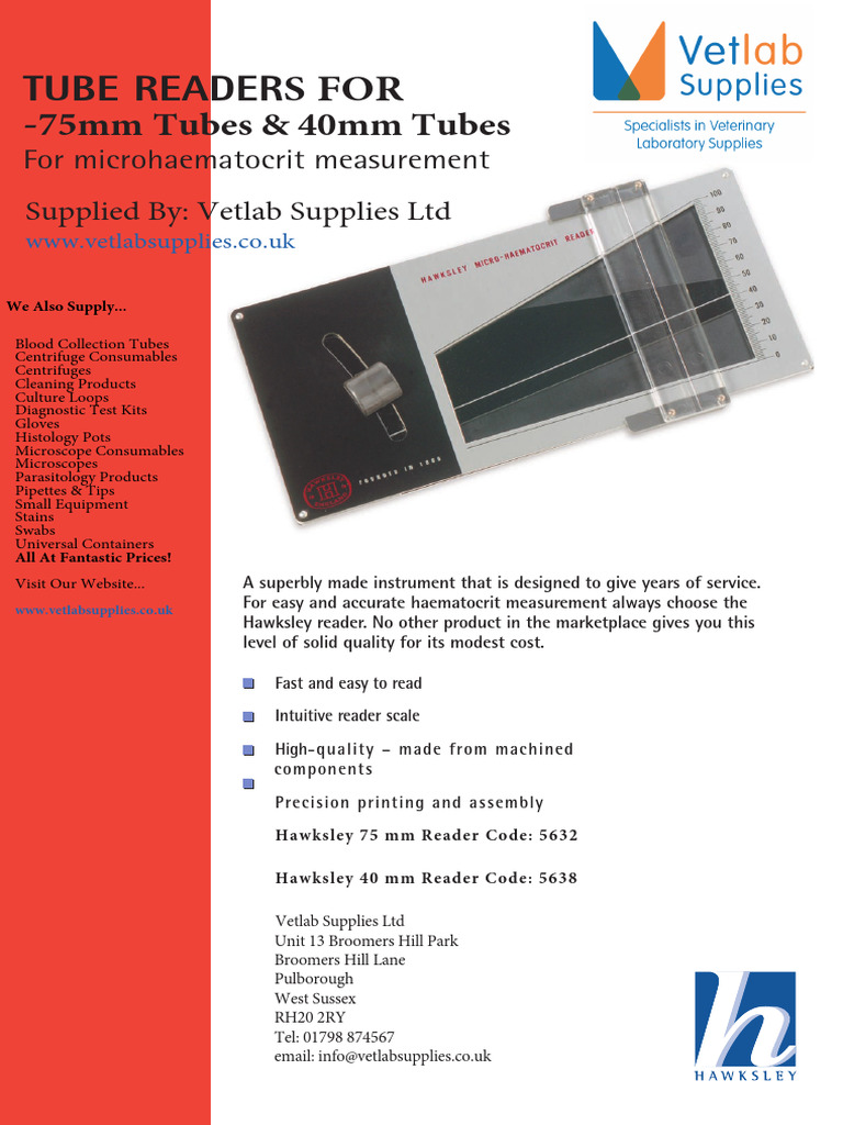 Hawksley Reader For 75mm Capillary Tubes | PDF