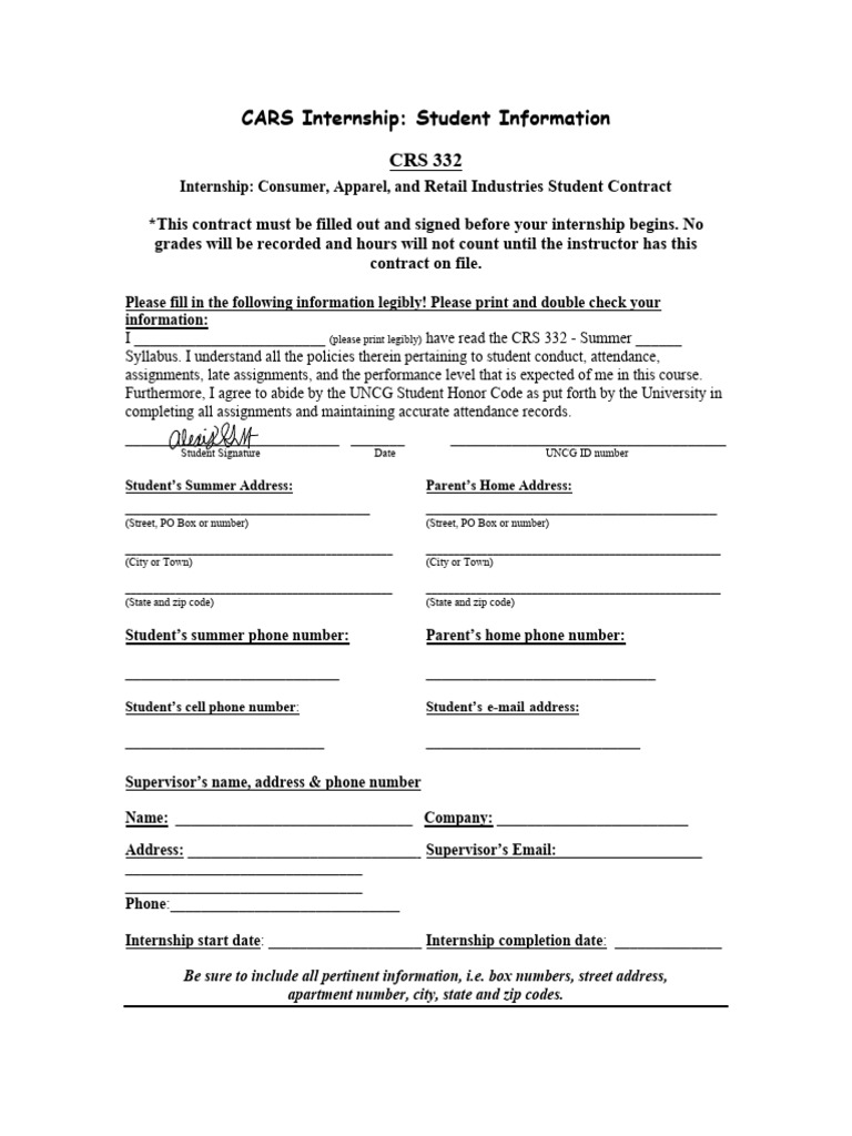 CARS+Internship+Student+Information+ | PDF | Public Services | Written ...