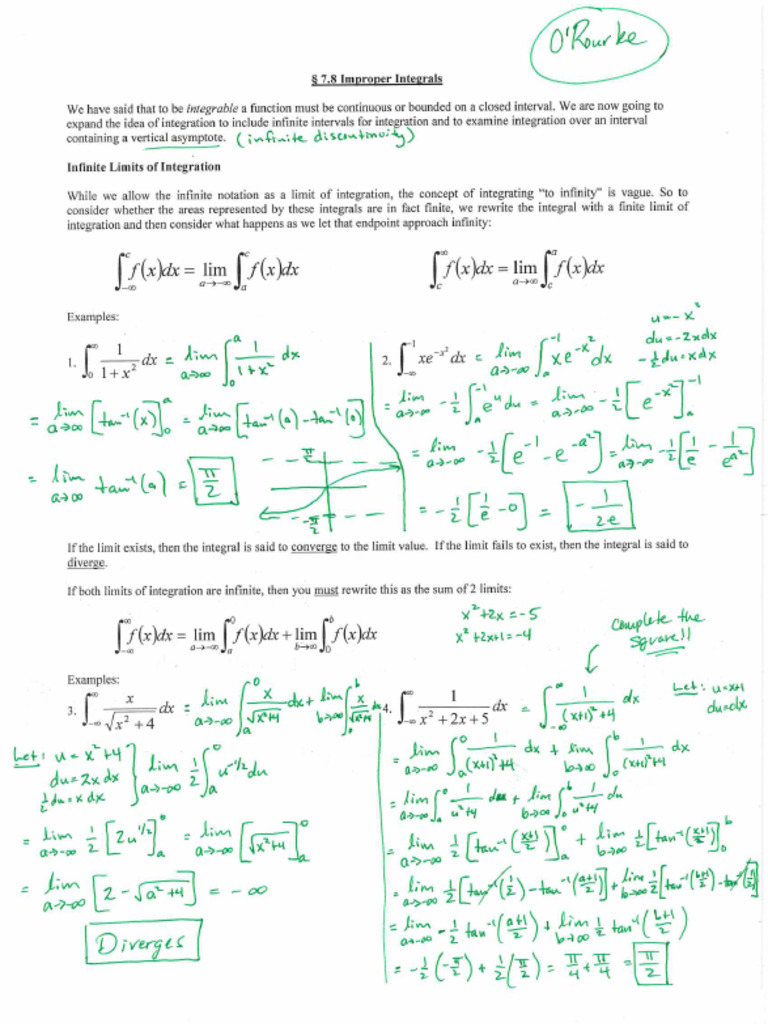 7 8+Notes+-+Improper+Integrals | PDF