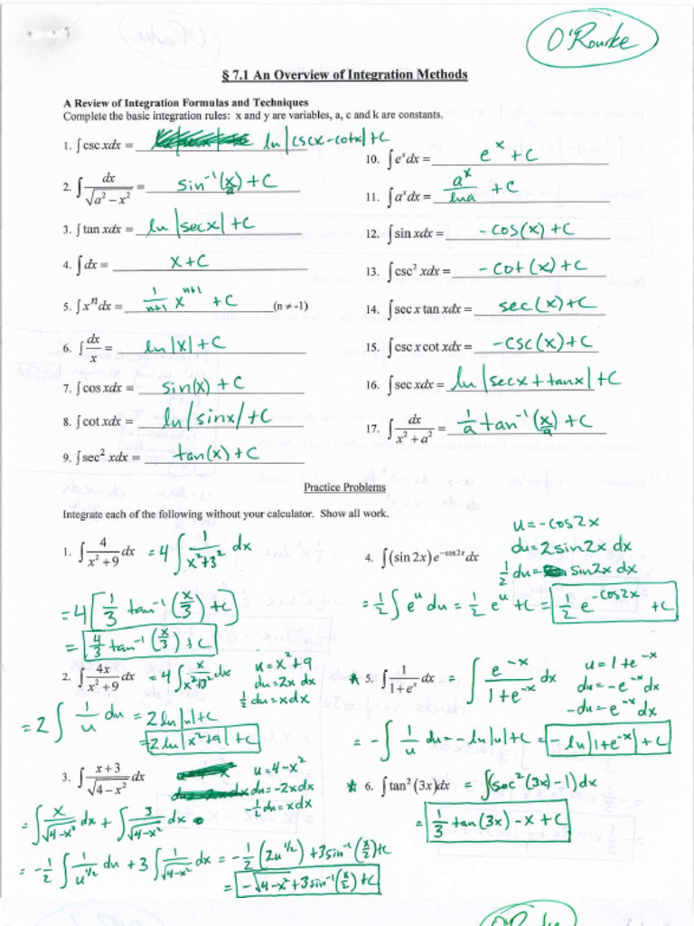 7.2+Notes+-+Integration+by+Parts | PDF