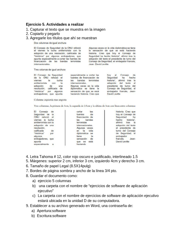 Instrucciones para Ejercicios de Word | PDF | Archivo de computadora ...